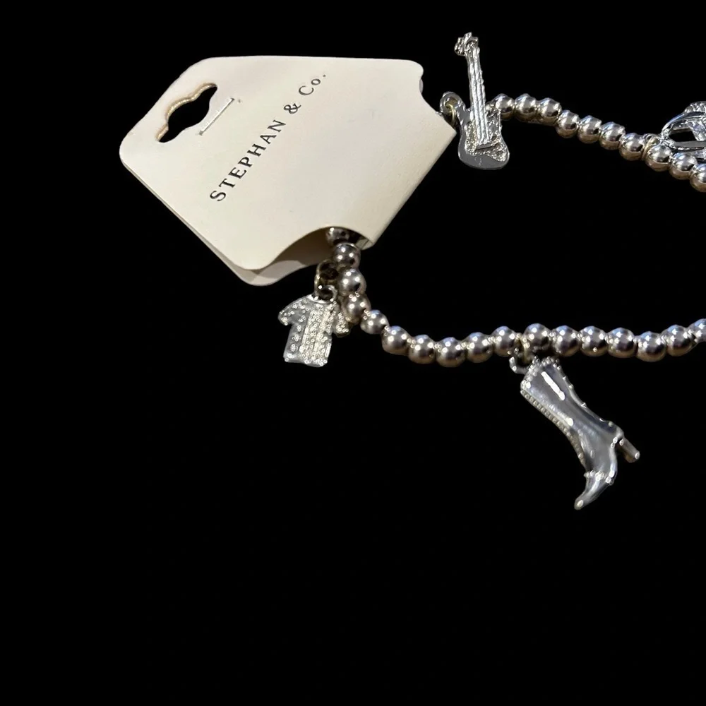 Stephan & Co. Silver Tone Stretch Charm Bracelet